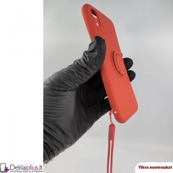 Vennus švelnaus silikono dėklas su žiedu - raudonas (telefonui Apple Iphone Xr) Vennus švelnaus silikono dėklas su žiedu - raudonas (telefonui Apple Iphone Xr)